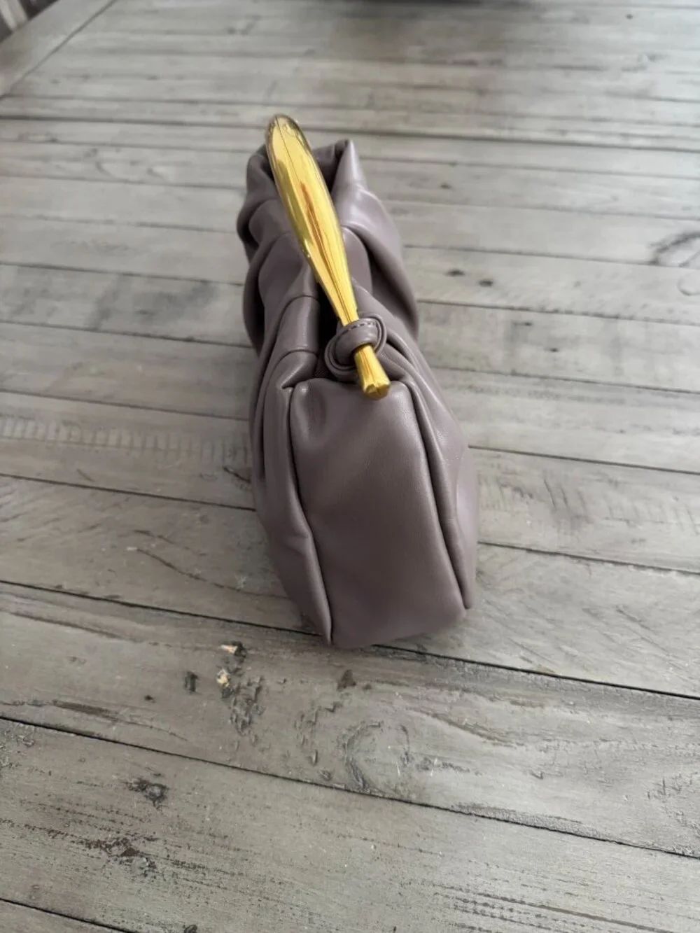 by Anthropologie Asymmetrical Hardware Satchel Bag Purse Gold Handle